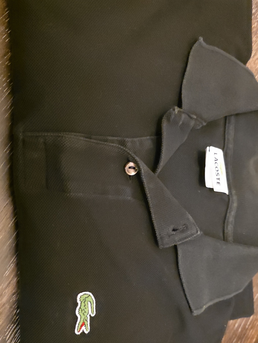 Lacoste Black Polo with Green Crocodile Logo